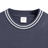 Oversized Heavyweight Cotton 16s T-shirt with Striped Collar - Dark Grey