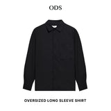 Oversized Long Sleeve Shirt Cotton Rayon - Black