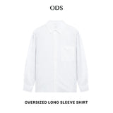 Oversized Long Sleeve Shirt Cotton Rayon - White