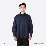 Oversized Long Sleeve Shirt Cotton Rayon - Navy