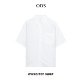Oversized Short Sleeve Shirt Cotton Rayon - White