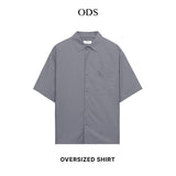 Oversized Short Sleeve Shirt Cotton Rayon - Dark Grey