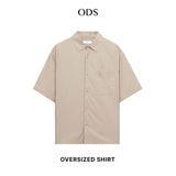 Oversized Short Sleeve Shirt Cotton Rayon - Latte