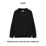 Rowen Shirt Collar Knit Cardigan - Black