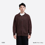 Rowen Shirt Collar Knit Cardigan - Dark Brown