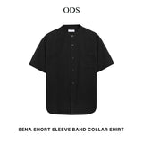 Sena Koko Short Sleeve Band Collar Shirt - Black