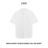 Sena Koko Short Sleeve Band Collar Shirt - White
