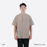Sena Koko Short Sleeve Band Collar Shirt - Khaki