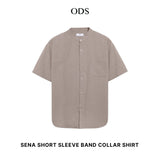 Sena Koko Short Sleeve Band Collar Shirt - Khaki