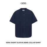 Sena Koko Short Sleeve Band Collar Shirt - Navy