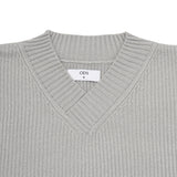 Relaxed V Neck Knit Sweater - Light Grey